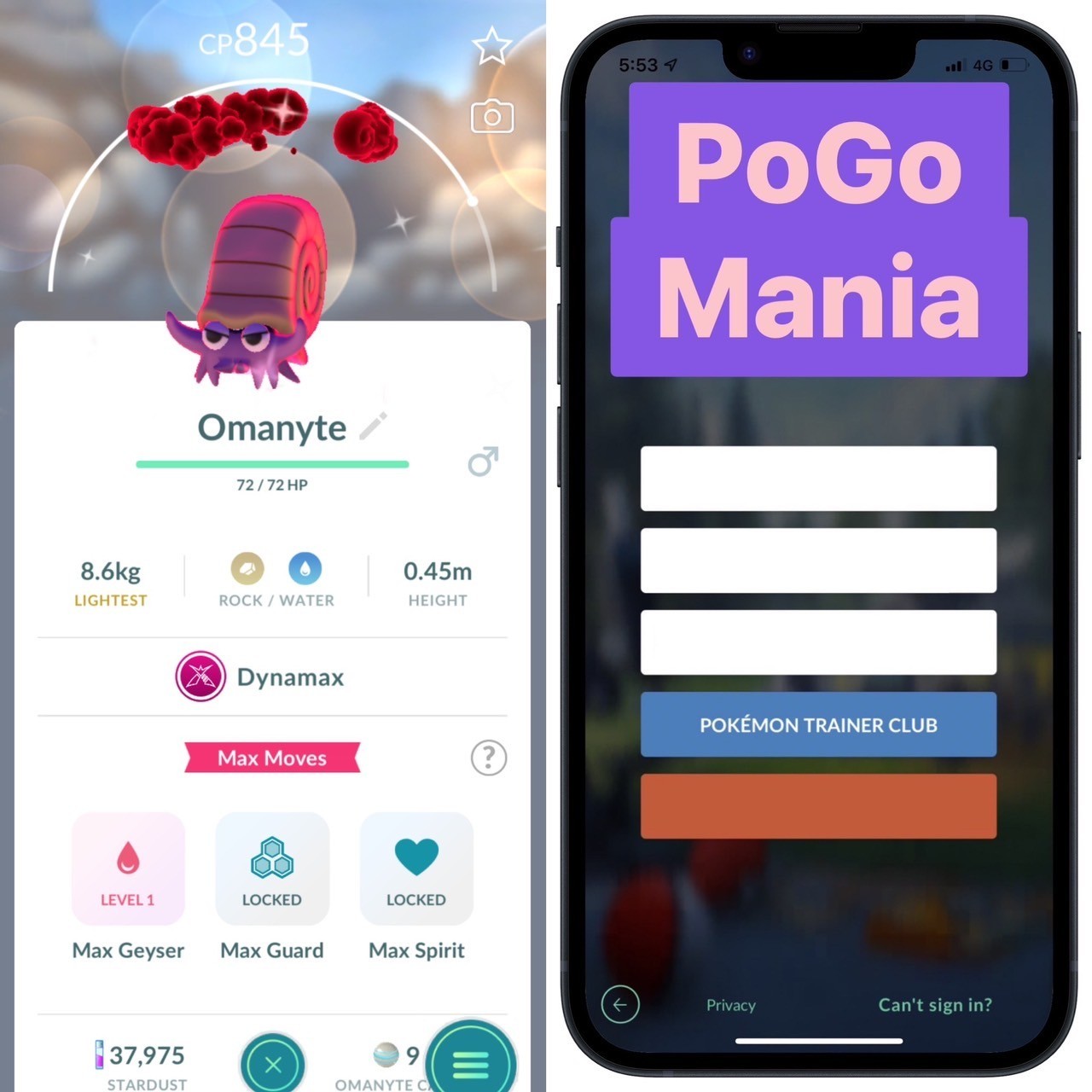 Shiny Dynamax Omanyte✨mini PTC 20k✨(read description)