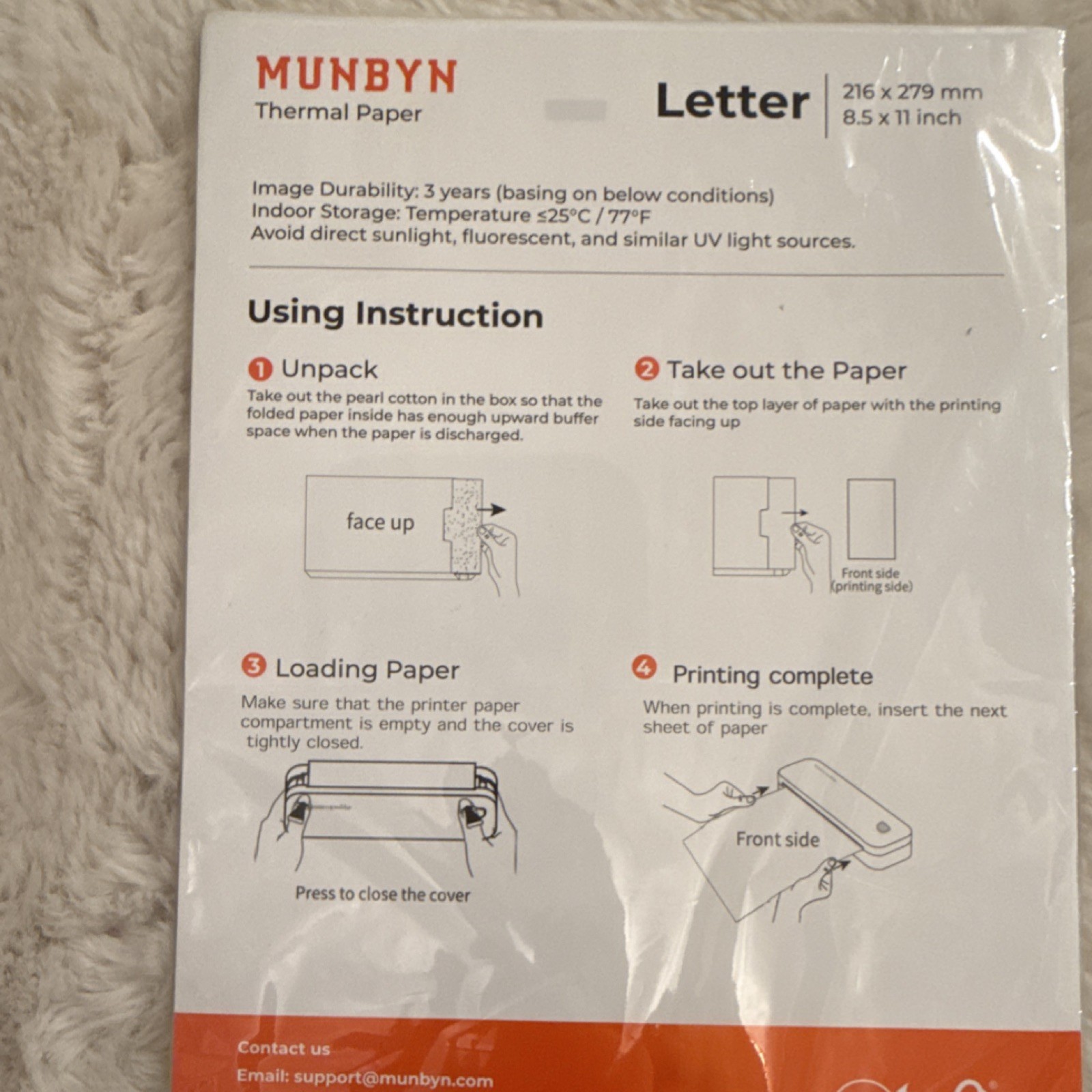 MUNBYN Thermal Paper 216 x 279 mm 8.5 x 11 Inch White for Thermal Printing