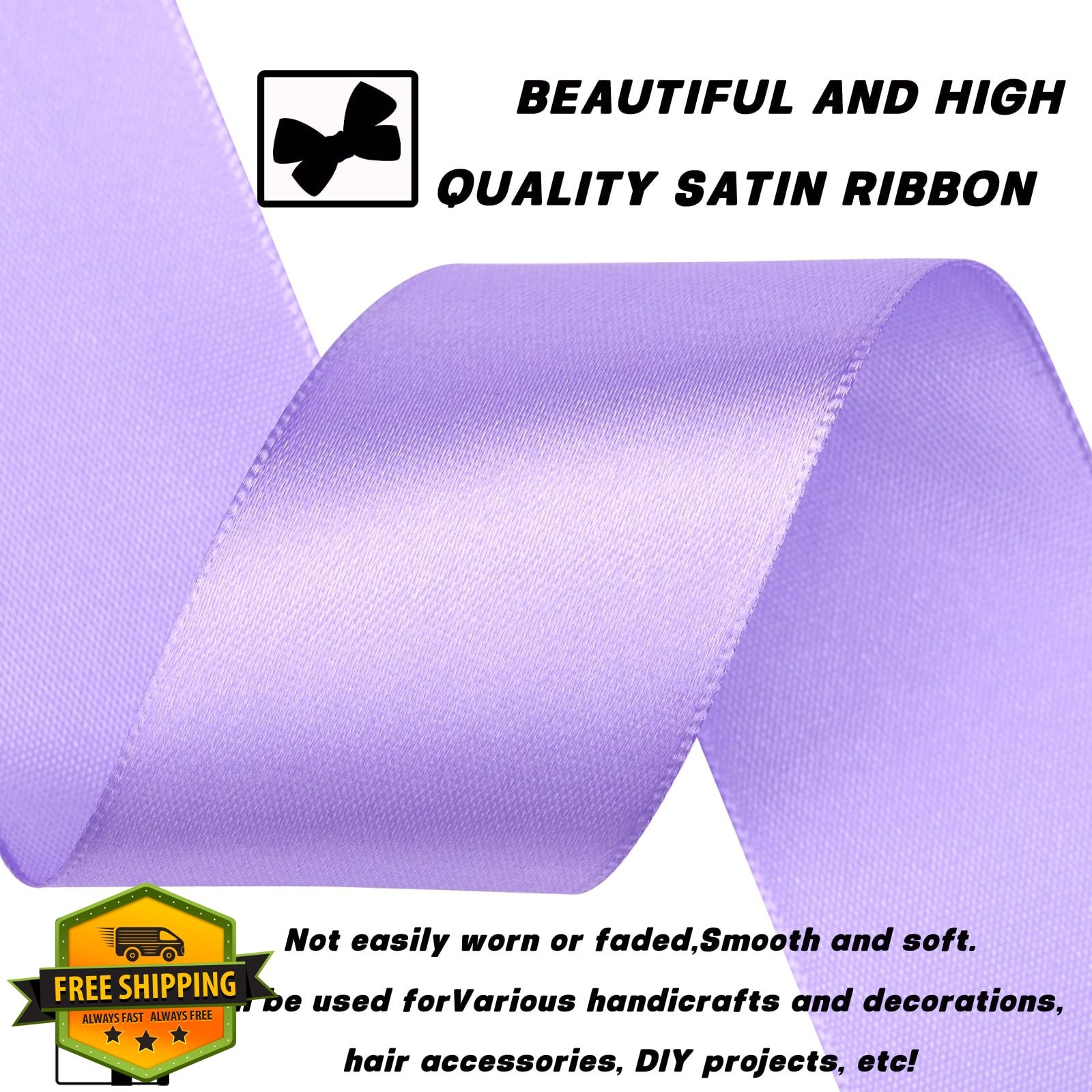 NISDOCF 1.5" Light Purple Satin Ribbon 30 Yds Gift Wrap Craft Floral