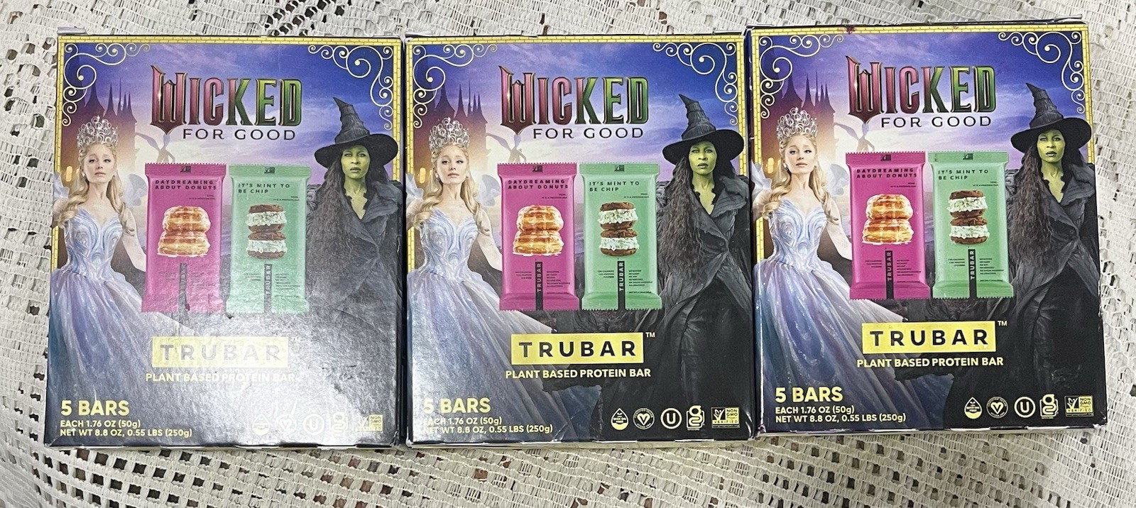 Limited Edition TRUBAR *Wicked For Good* Protein Bars 3 Boxes, 5 ea, 3/27