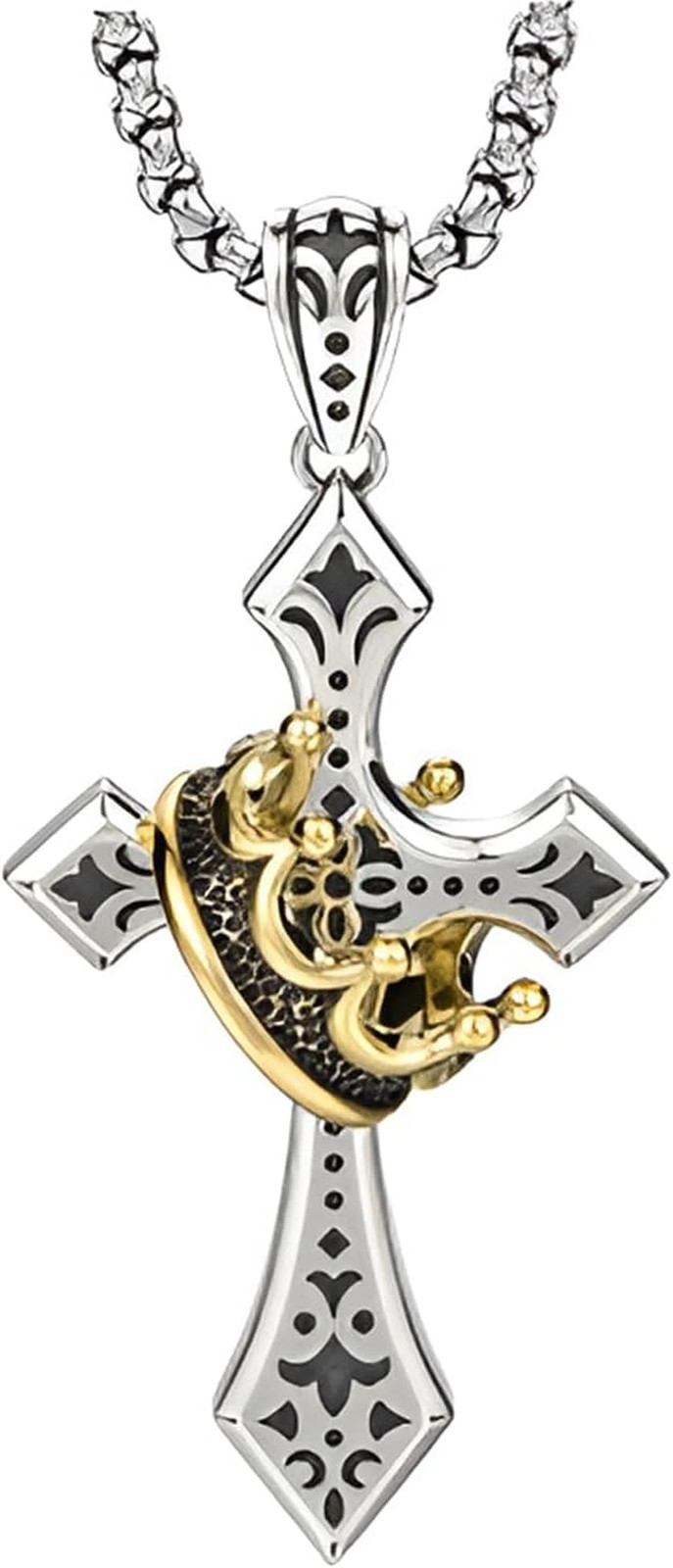 Elegant Cross Necklace for Men，Cross Pendant Necklace– Stainless Steel Chain wit