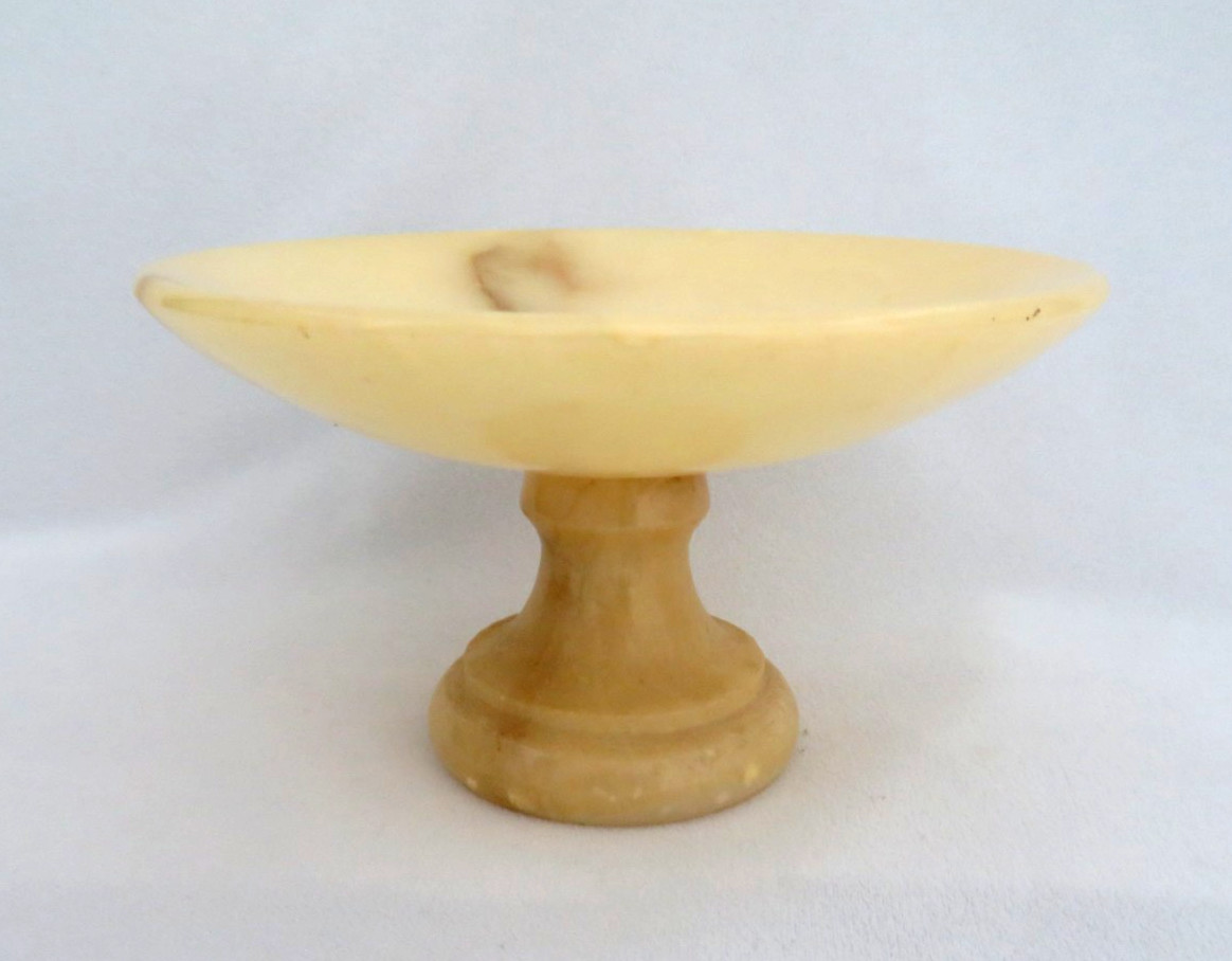 Vintage Mid Century Italian Alabaster Marble Compote Pedestal Dish