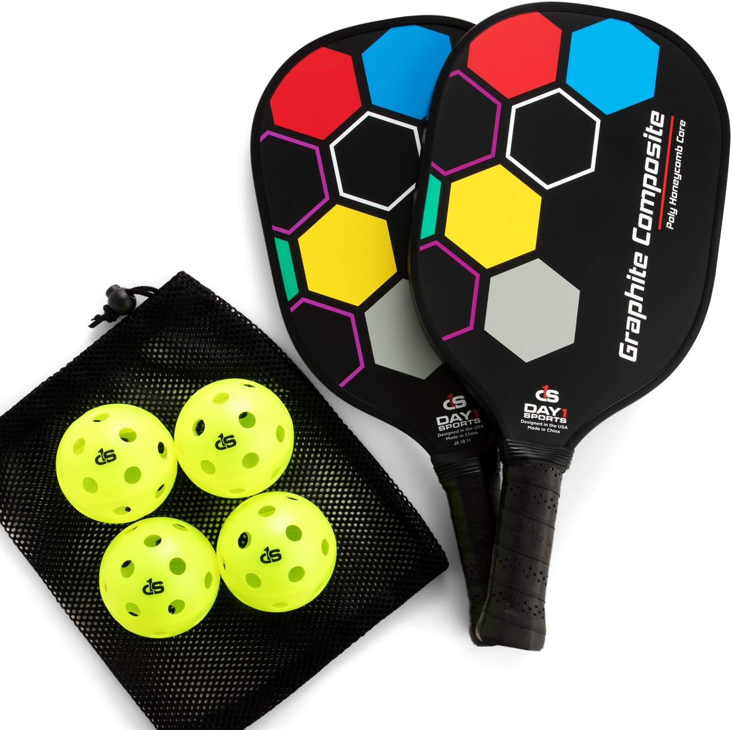 Premium Pickleball Set – 2 Paddle Set with Mesh Carry Bag, 4 Balls by  - Durable