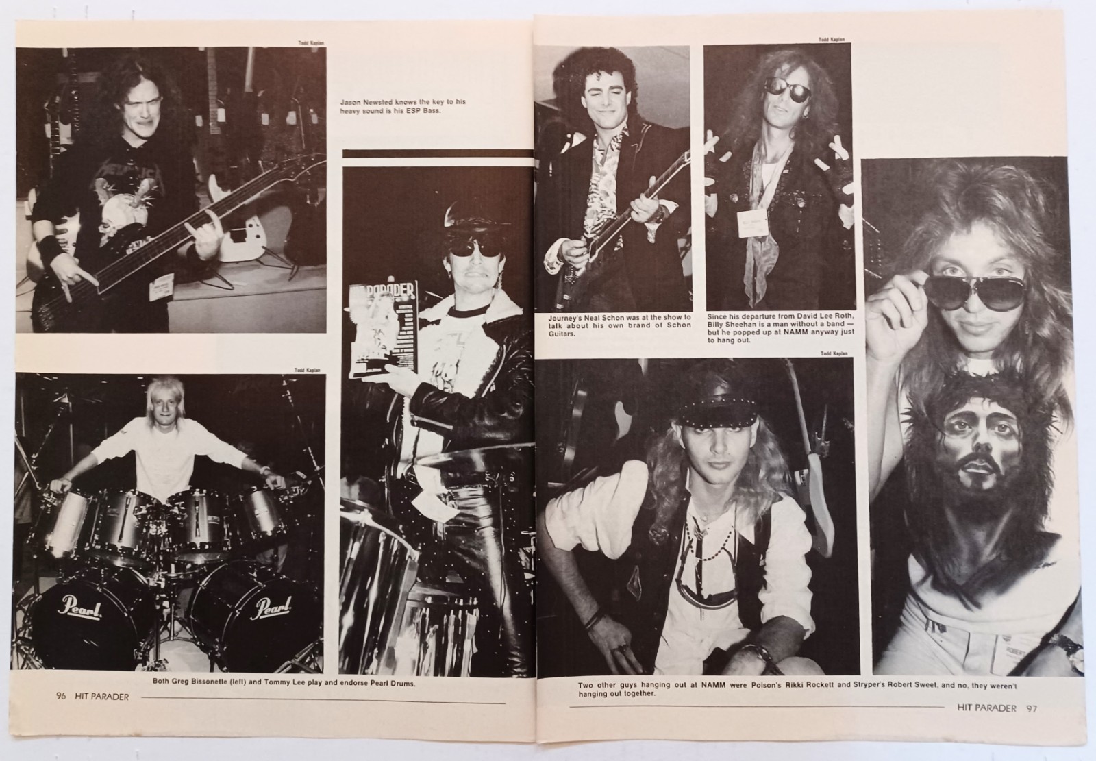 JASON NEWSTED/TOMMY LEE/NEAL SCHON/RIKKI ROCKET-1988 3PG MAGAZINE PINUP CLIPPING