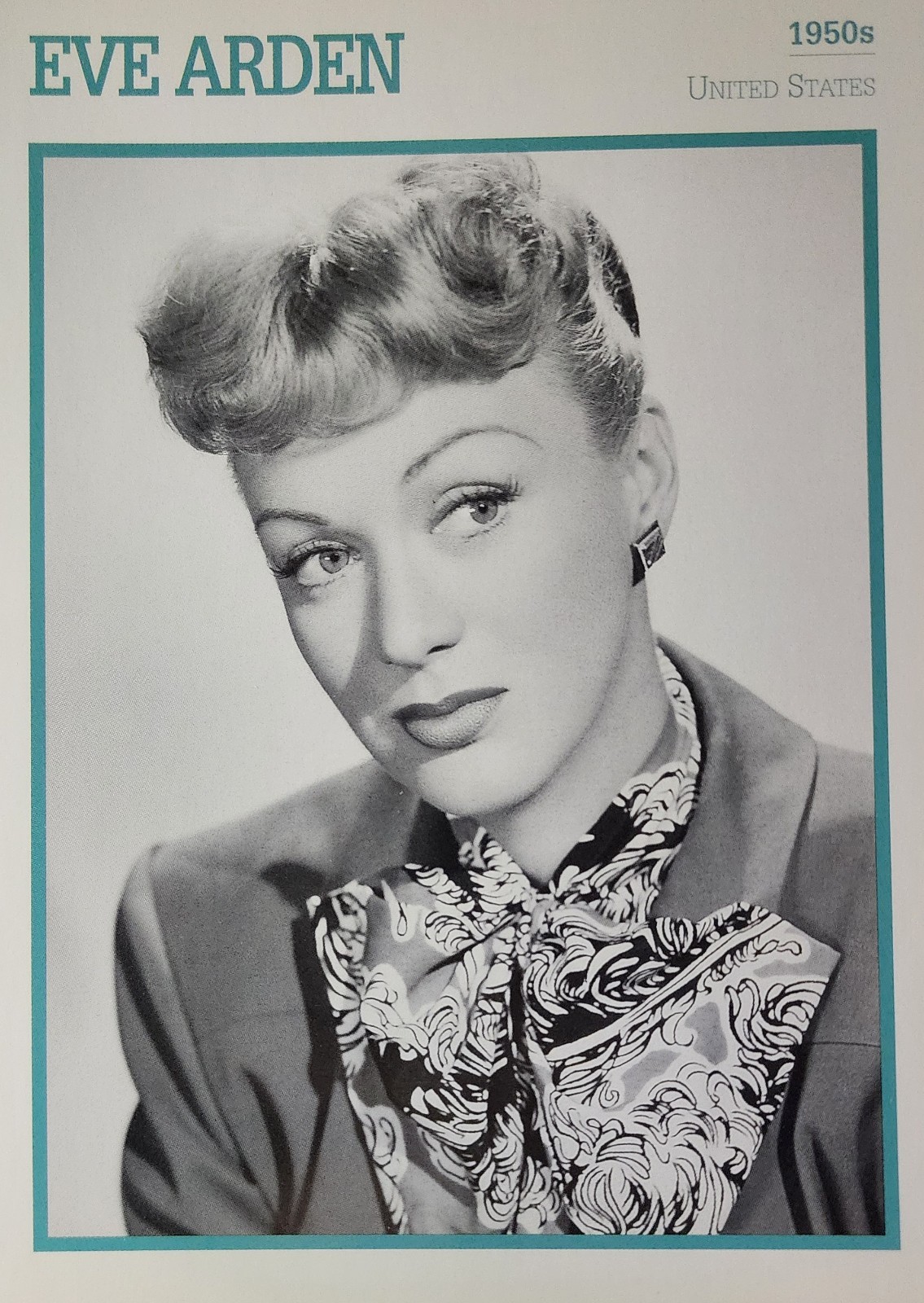 Eve Arden Hollywood Film Star Picture Info Card Vintage Wall Art Movie Decor 