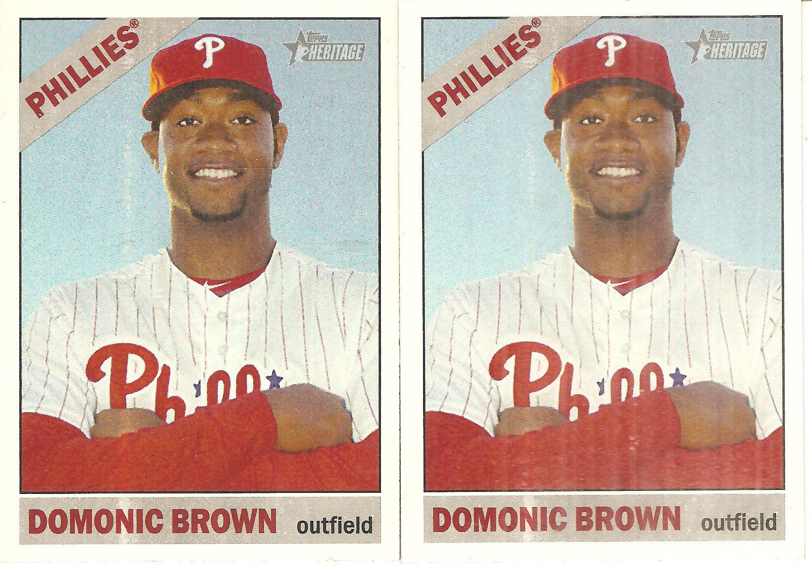 2 CARD 2015 TOPPS HERITAGE DOMONIC BROWN BASEBALL CARD LOT