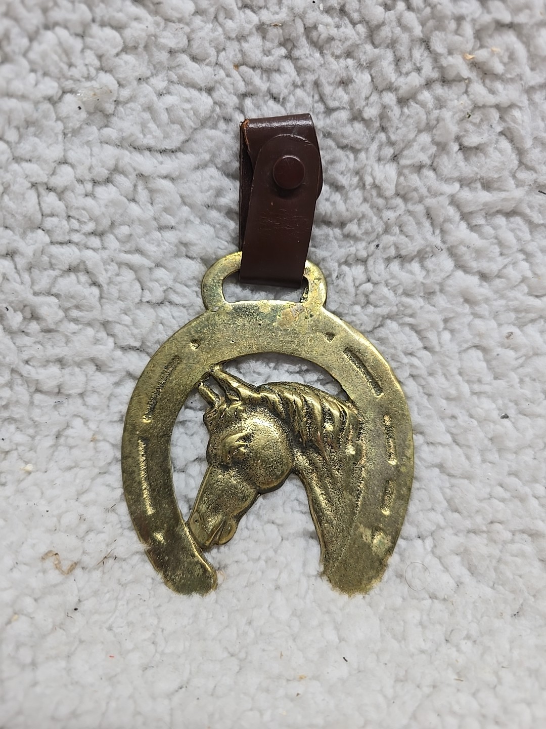 Brass Horse Medallion  Mare Stallion Luck Horseshoe Cast Parade Harness