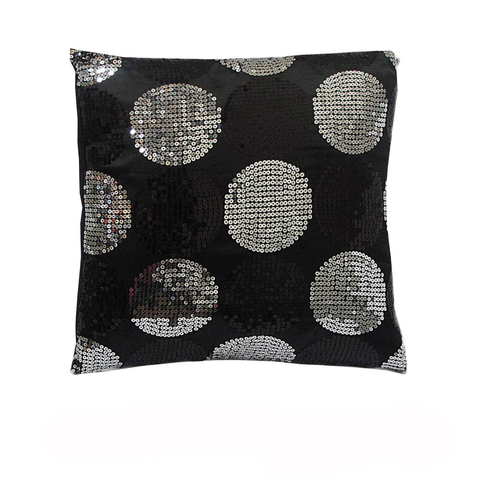 NNEDSZ Sequined Black Silver Squared Filled Cushion