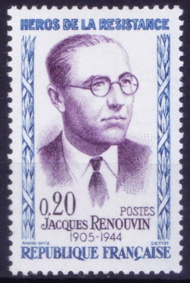 France 1961 MNH, Jacques Renouvin Heroes of Second World War 