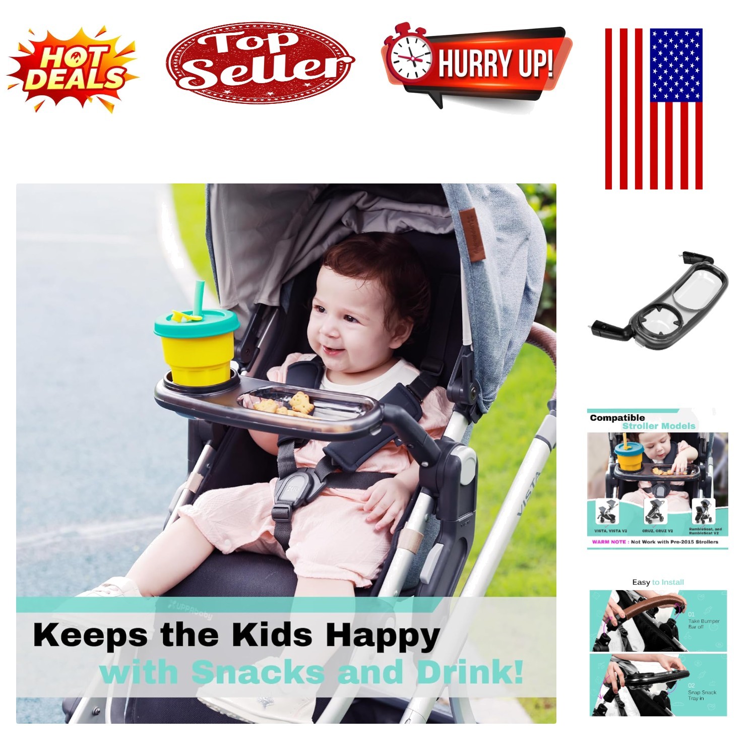VersaTray: Universal Snack and Cup Holder for UPPAbaby Strollers