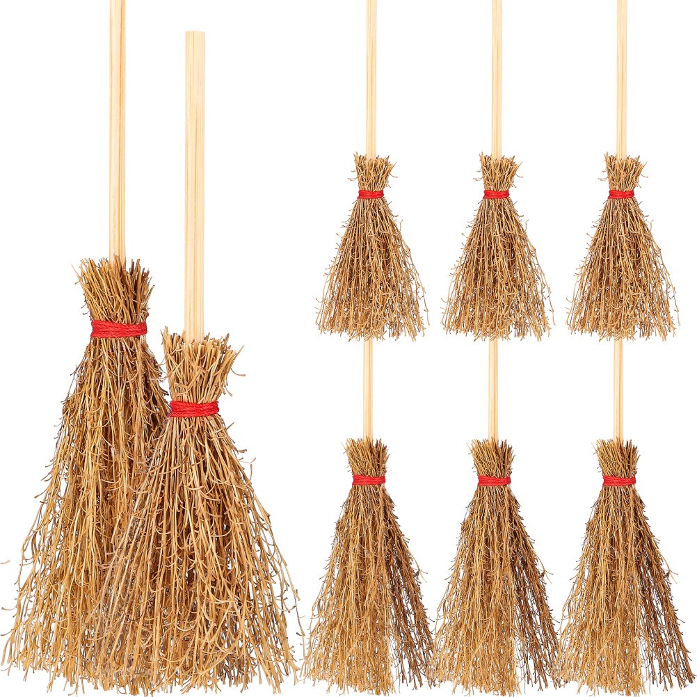 10 Pcs Small Handmade Brooms Beech Wood Witch Decorative Broomsticks Props
