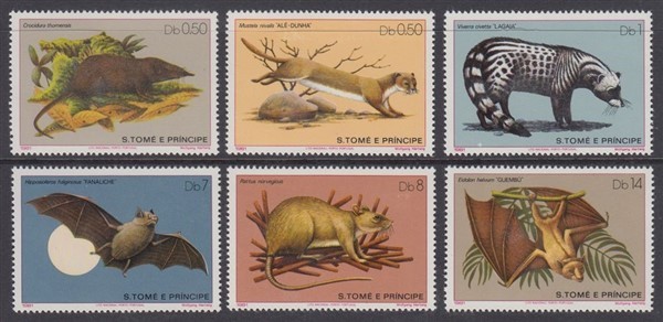 ST THOMAS & PRINCE IS SAO TOME 1981 MAMMALS SET (x6) MNH (ID:763/D66763)