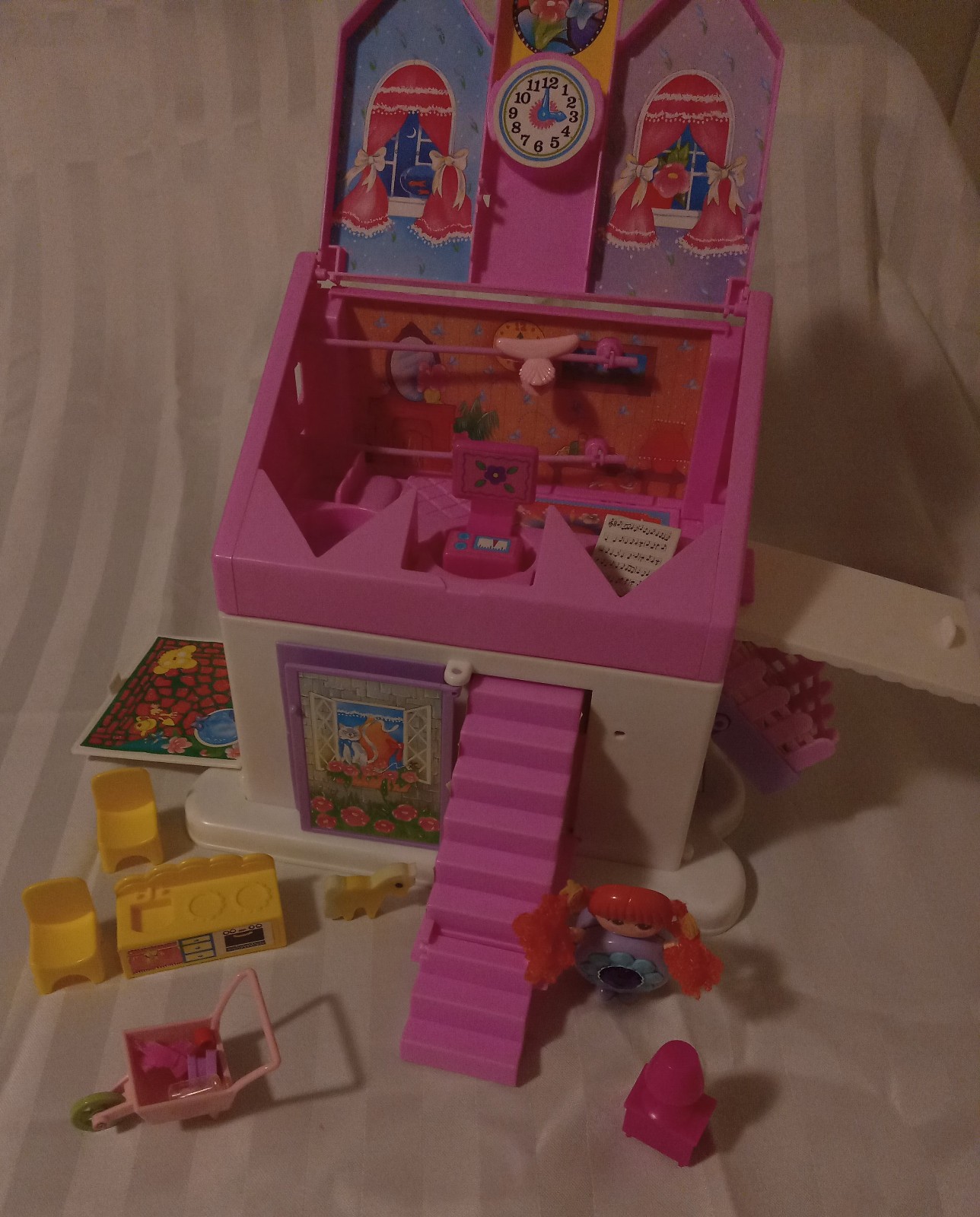 Vtg 1984 SWEET SECRETS Jewelry Box Doll House Playset Everything Works CLEAN !