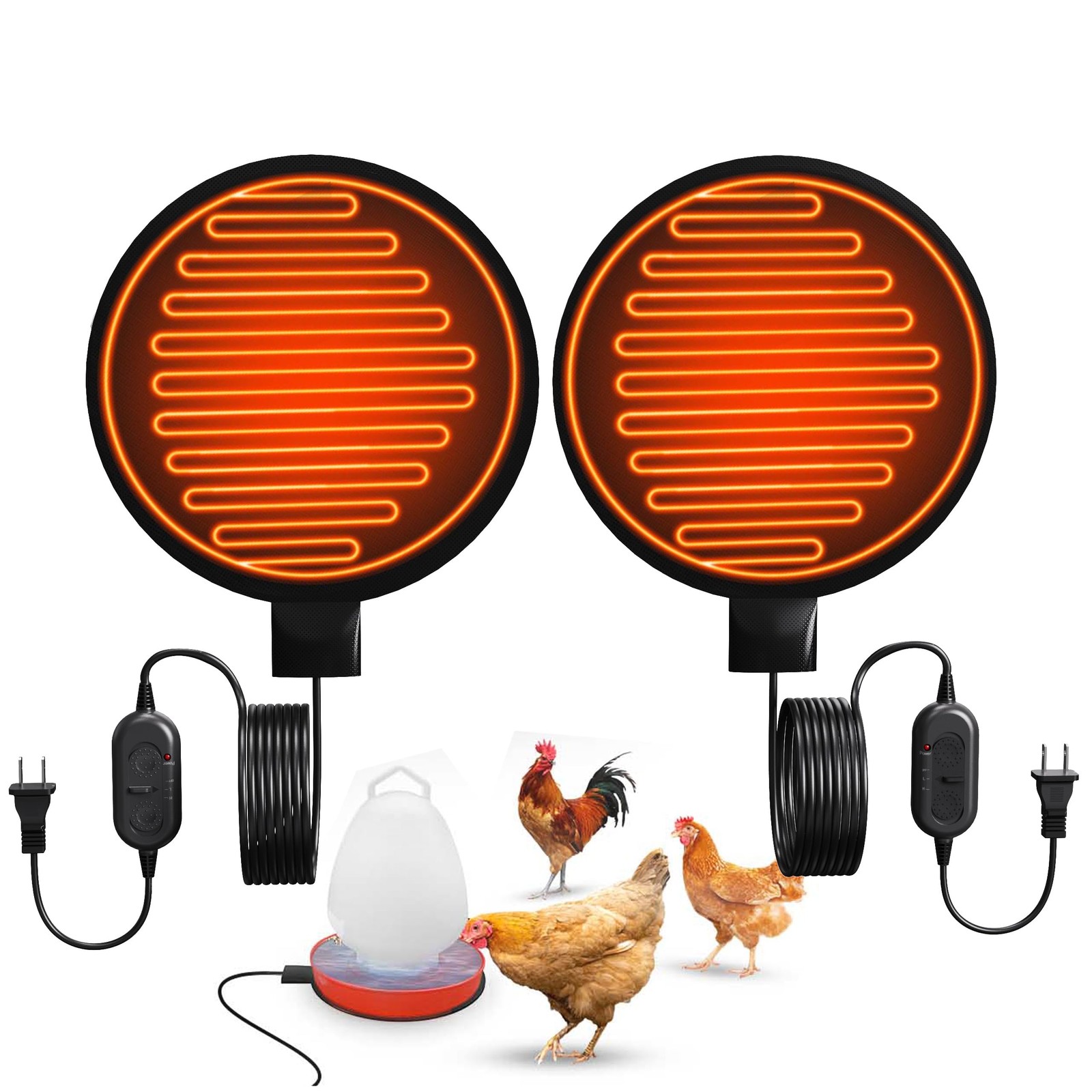 Heated Chicken Waterer Base, 6" Energy Saving Poultry Water 1 PC, Black 