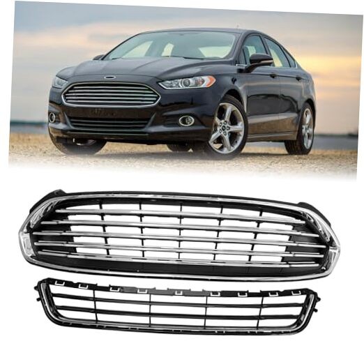 Front Bumper Upper Lower Grille Assembly Compatible For For-d Fusion Grill 