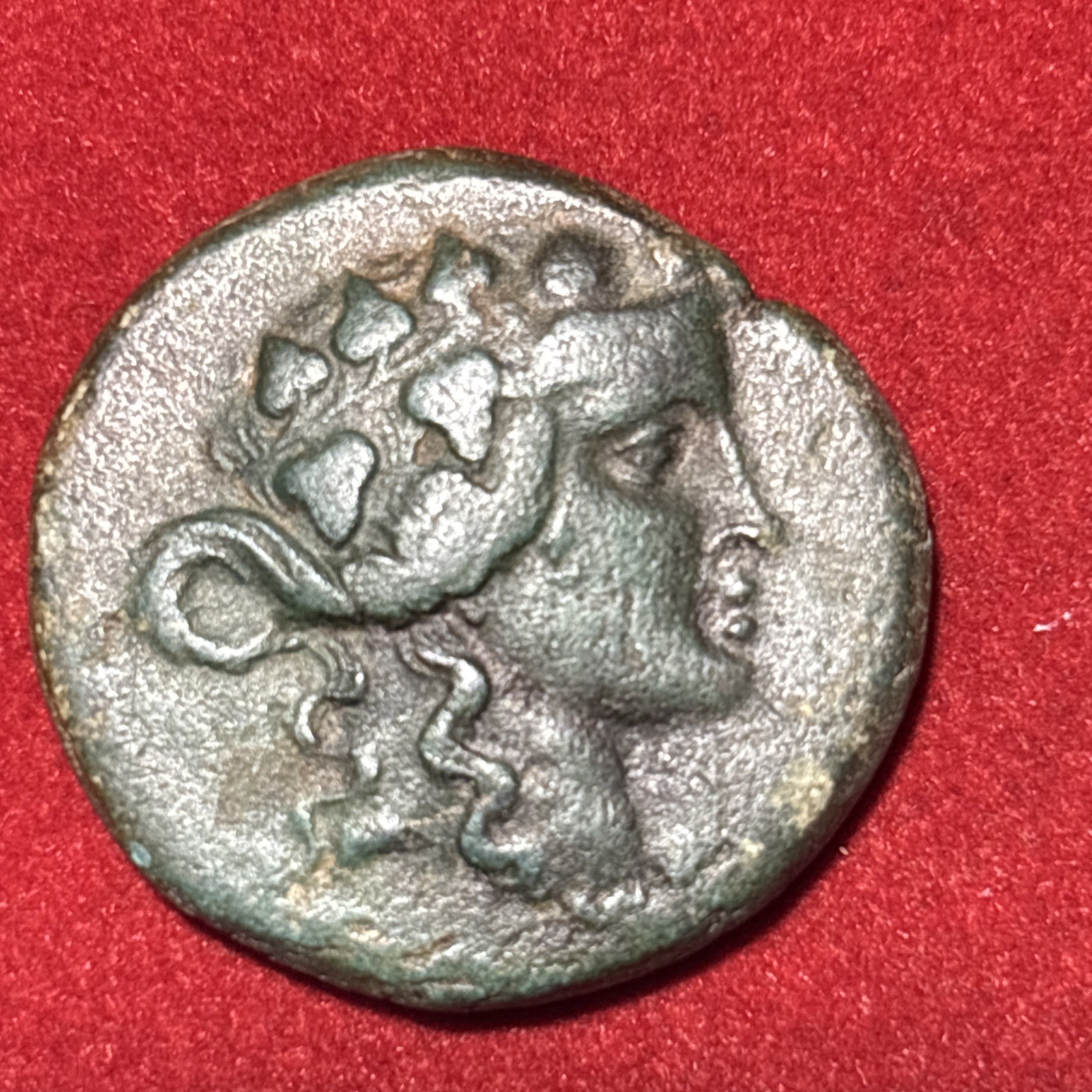 Ancient Greece Maroneia, Thrace 148 BC Dionysos bunch of grapes Nice Green  Pati