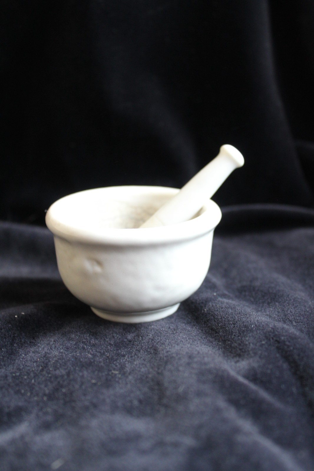 Vintage White Porcelain Mortar & Pestle Small Unmarked Apothecary Lab Style