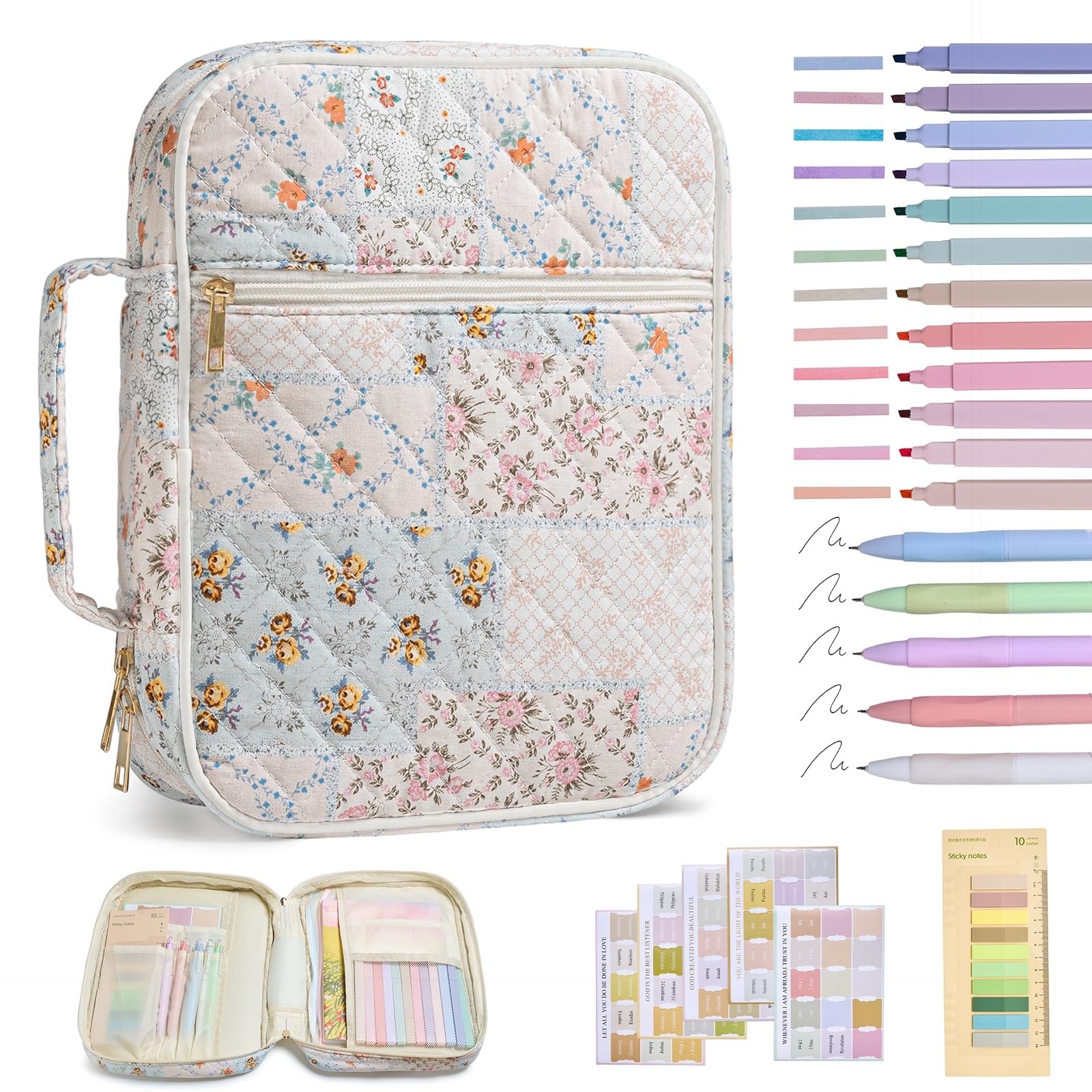 Bible Cover Case for Women Large Bible Cover with Durable Handle Quilted Bibl...