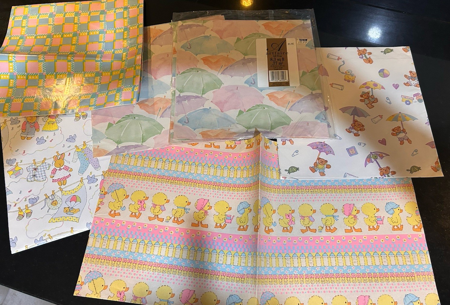 VTG  Wrapping Paper Lot Baby Shower Wedding Bridal Shower Gift Wrap