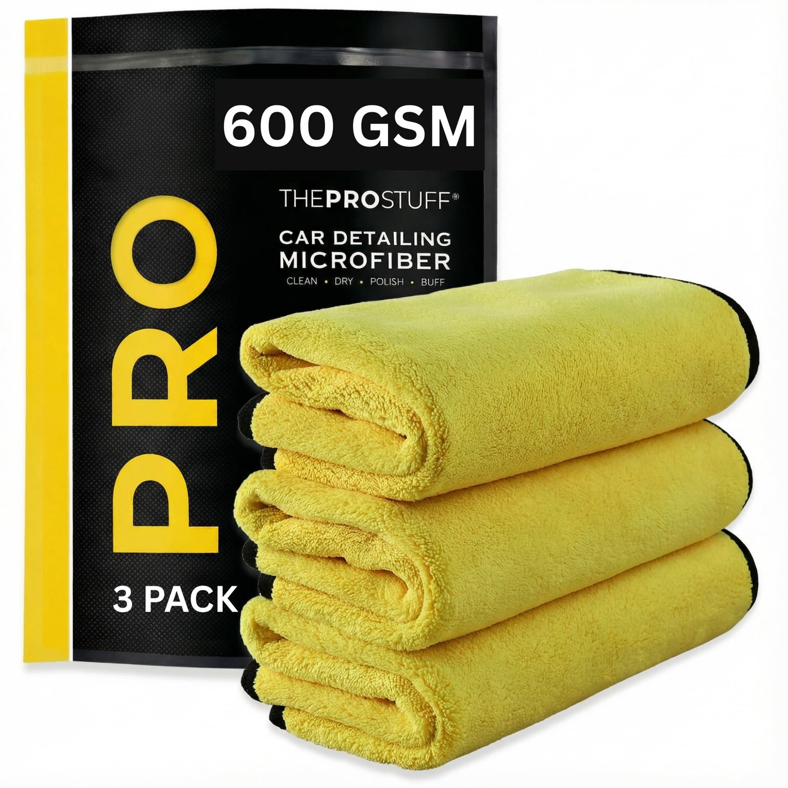 The Pro Stuff® Car Detailing Microfiber Towels - 600 GSM Thick Plush Auto T