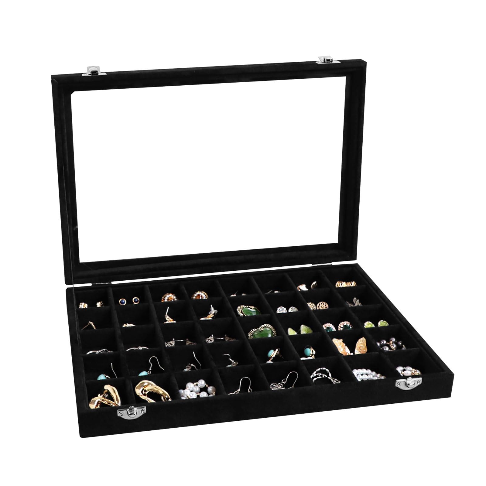 40 Grid Jewelry Organizer Tray for Earrings Rings Bracelets Storage Necklaces...