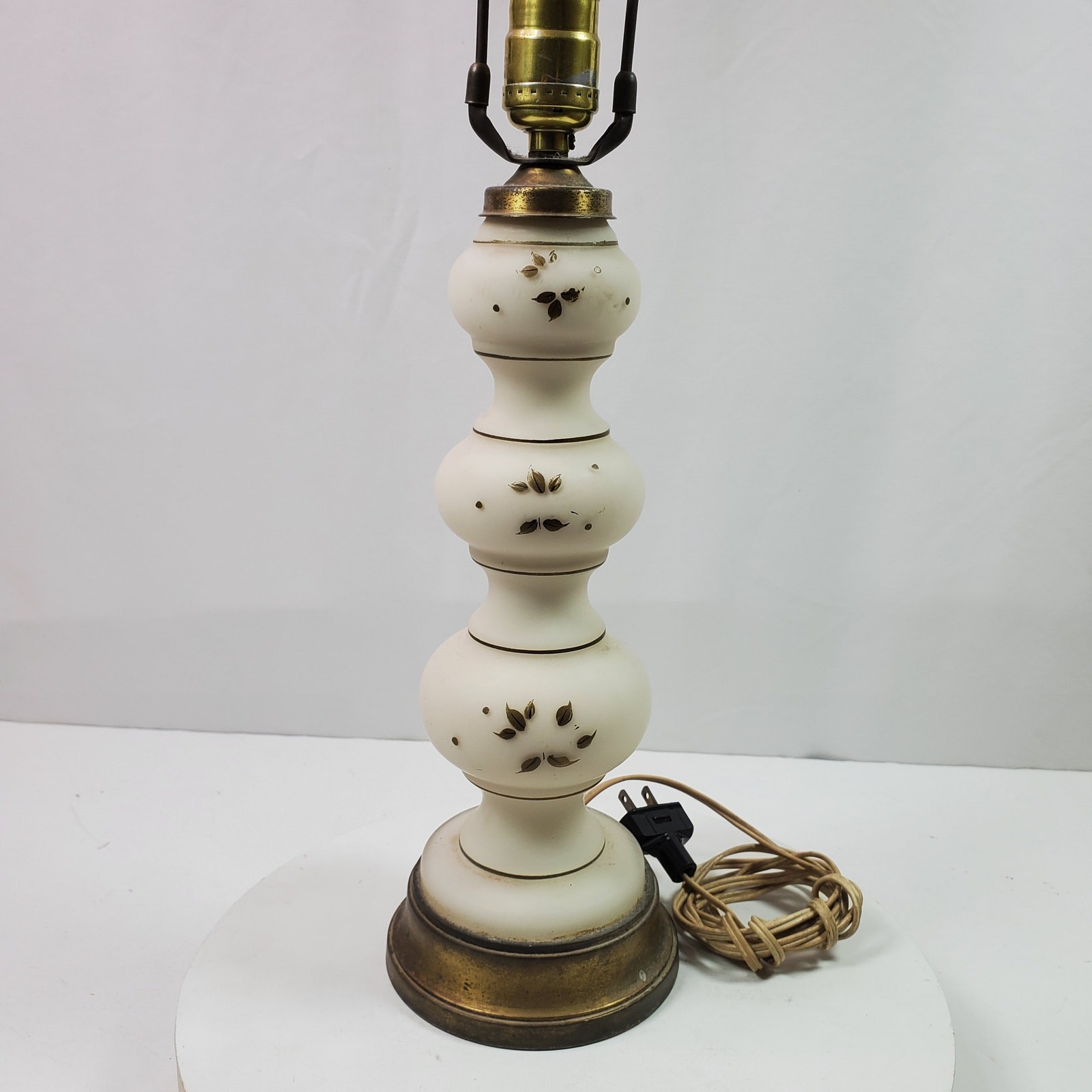 Antique Victorian Lamp w/ Gold Leaf 22 Inch Height w/ Hardware