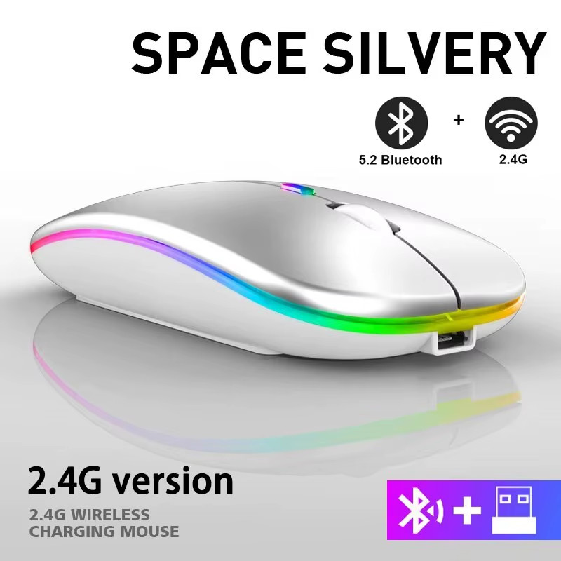 Wireless Mouse RGB Rechargeable Bluetooth Mice Wireless Computer Mause LED Backl