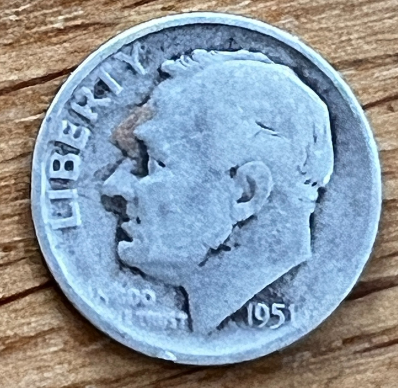 1951 - S Roosevelt Dime circulated  State 90% Silver 10c San Francisco Mint