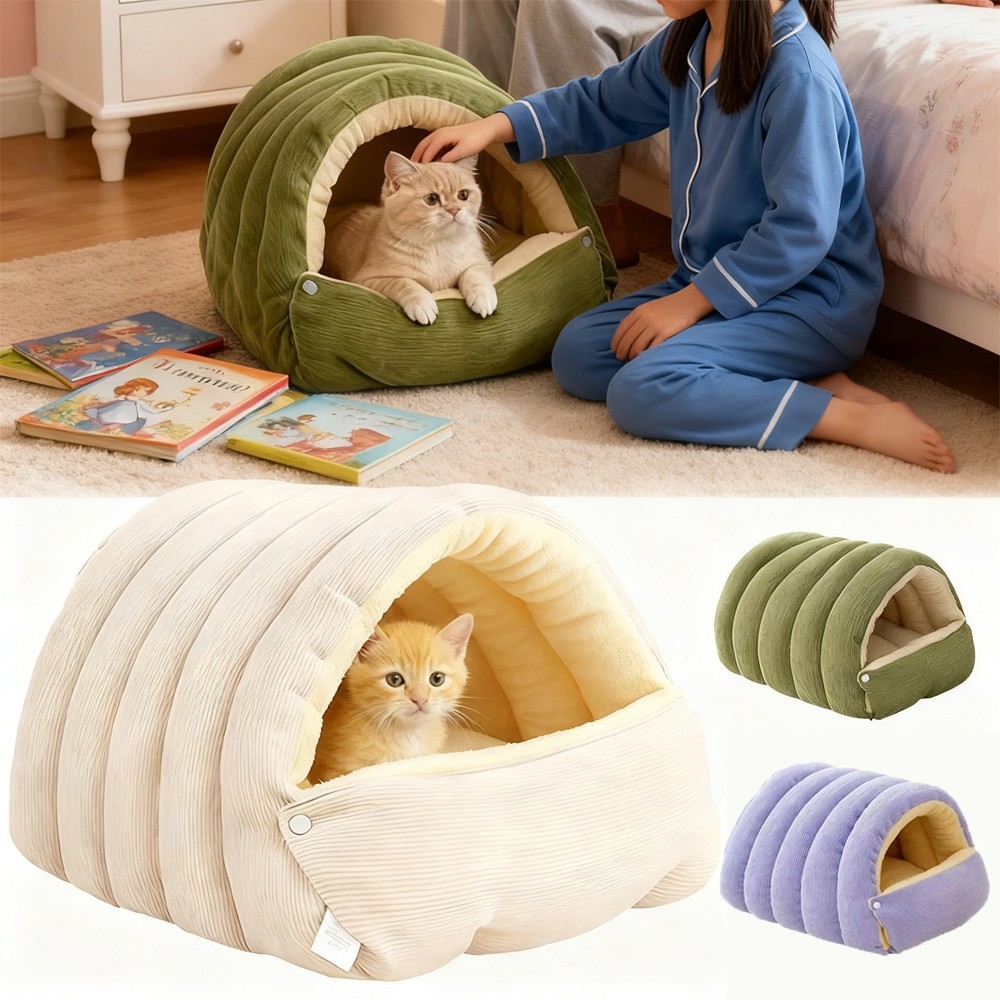 Cat Cave Winter Warm Plush Bed Enclosed Soft Warm Pet Cave For Cat Dog