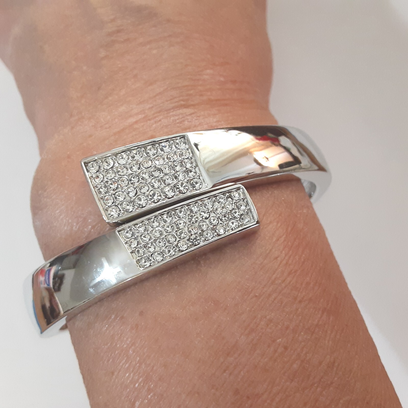 Lia Sophia Crystal Silver Clamper Bracelet