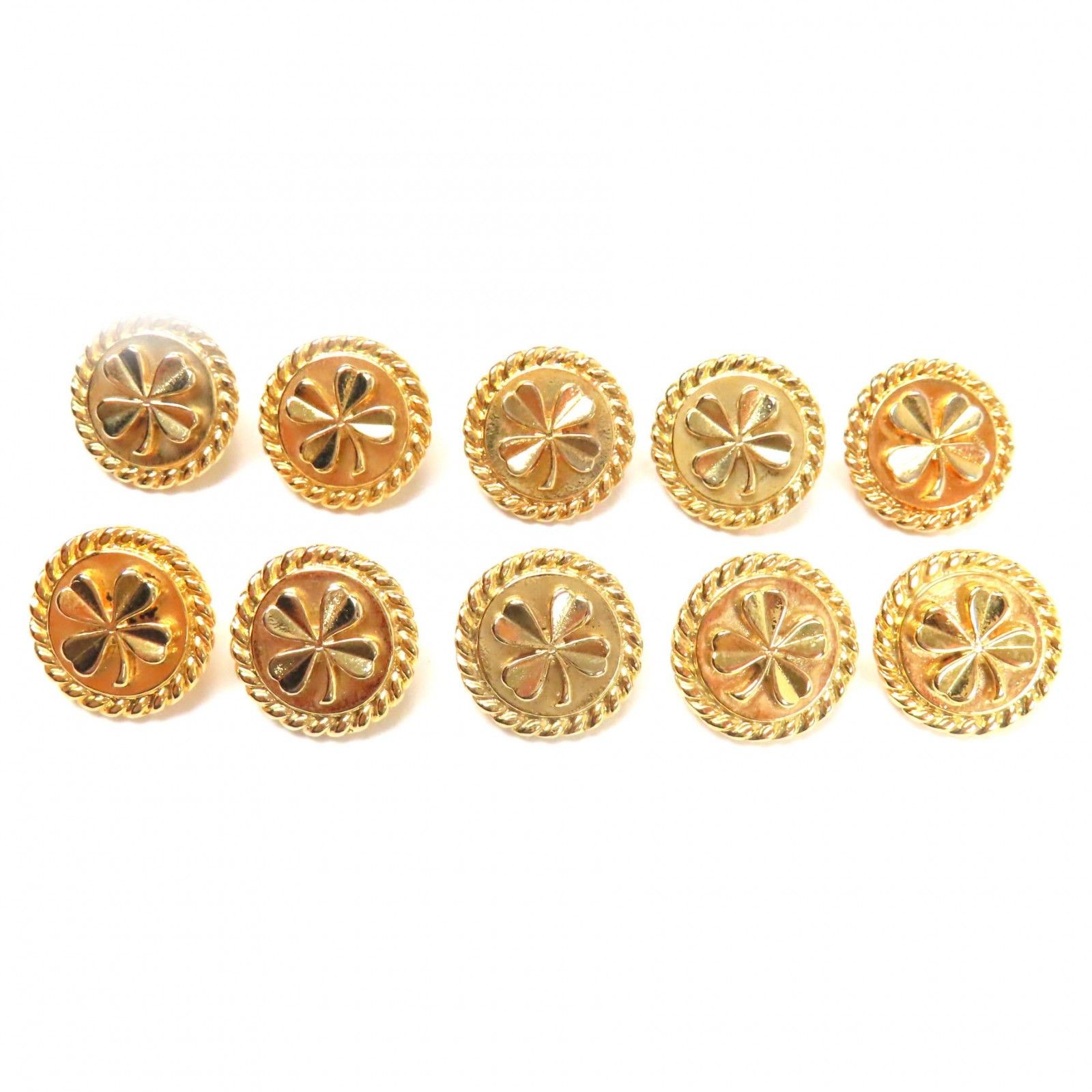 Kiwami Chanel Vintage Back Logo Clover Button Set Of 10 Metal Gold Women'S
