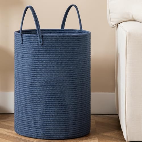 Laundry Basket, 100L Woven Laundry Hamper, Baby Nursery Hamper 18"W x24"H Blue