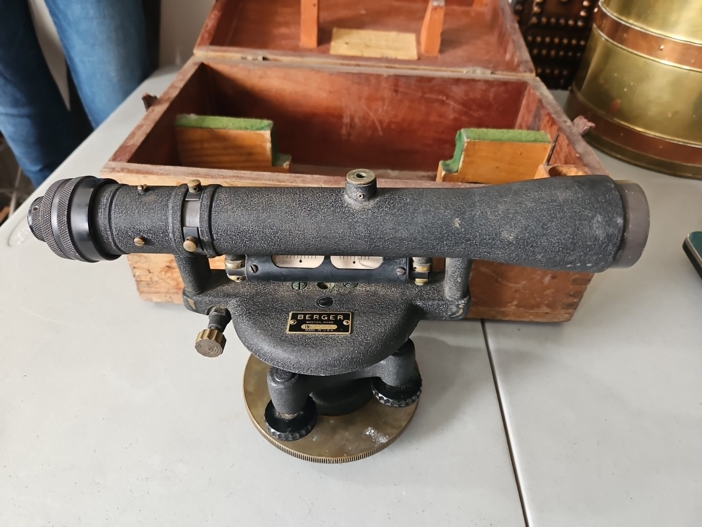 C.L. Berger Engineering Instruments Surveying Transit Level Scope,IN 7529  w/Box