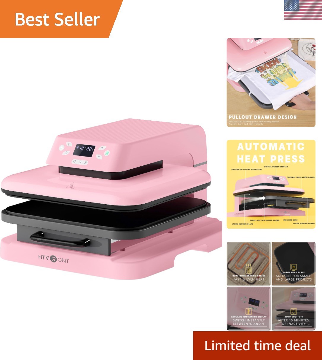 15x15 Auto Heat Press for T-Shirts - Precise Control & Smart Safety Features