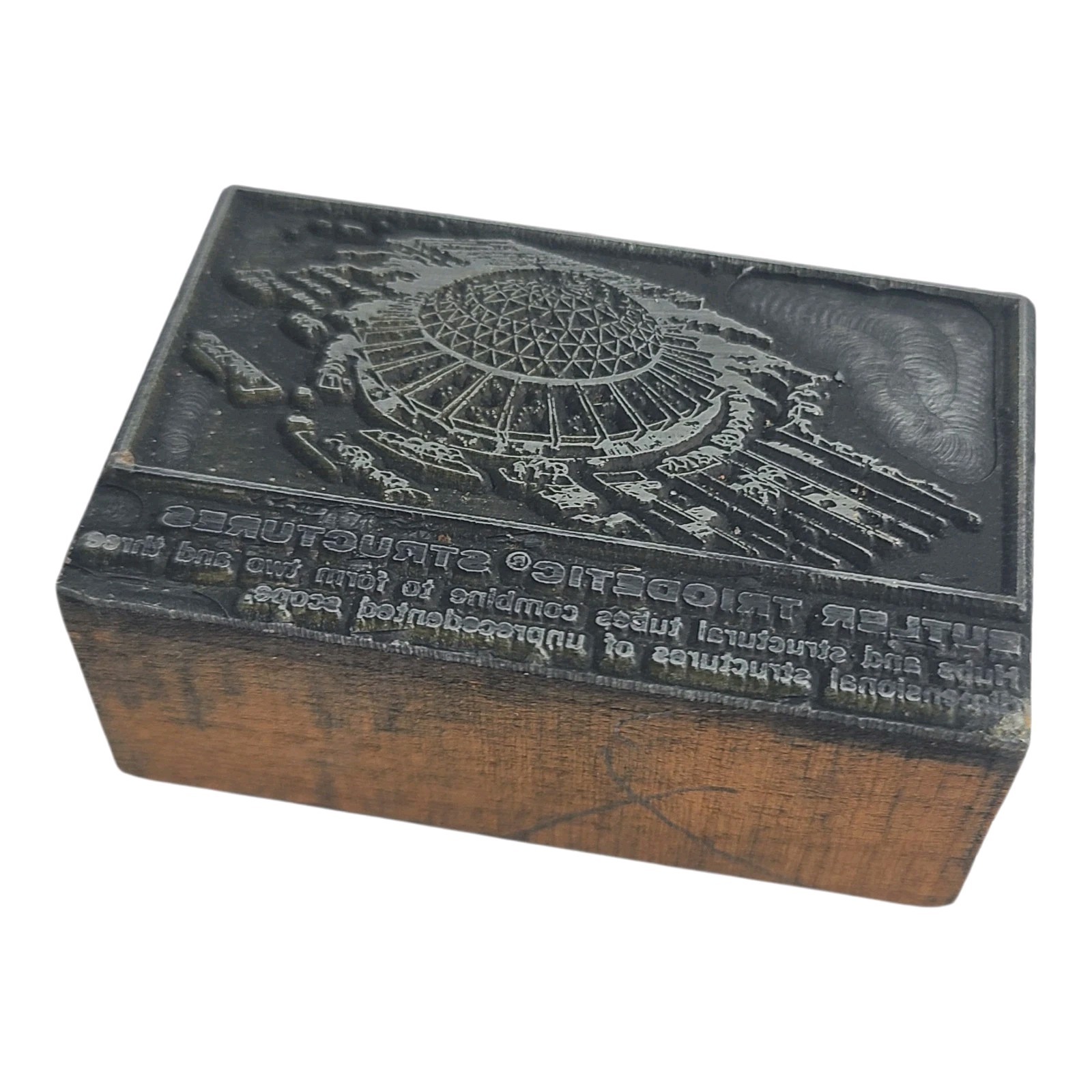 Vintage Printing Block Butler Triodetics Structure Building Architecture 2.25"