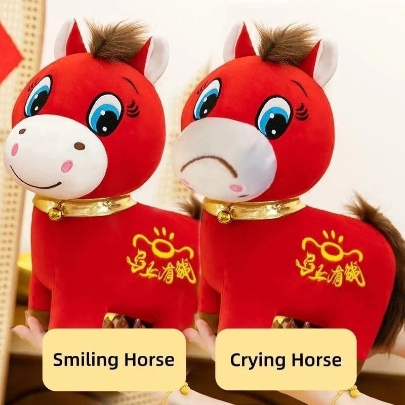 Year of The Horse 2026 Plush,Funny Smiling/Crying Horse Plushie Figurine*