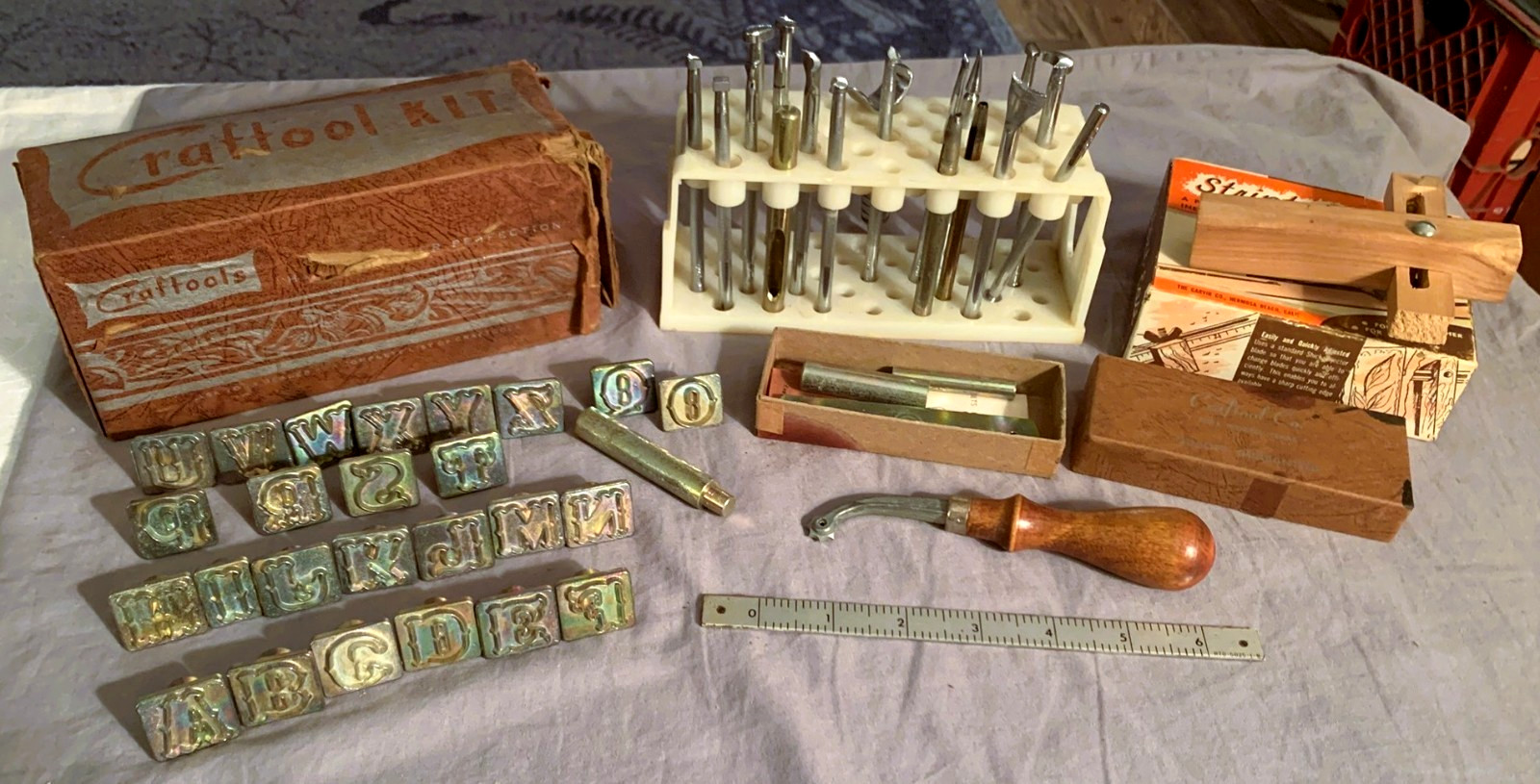 Lot of Vintage  Leather Working  Stamps & Tools