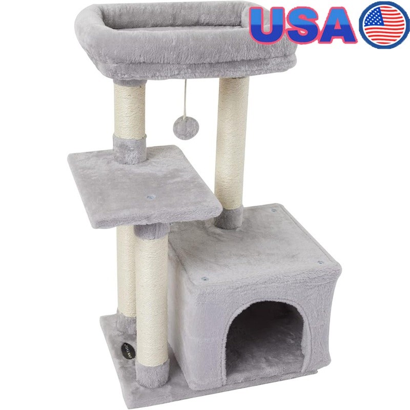 Cat Tree Indoor Outdoor Spacious Condo Scratch Post Easy Assembly Travel Ready