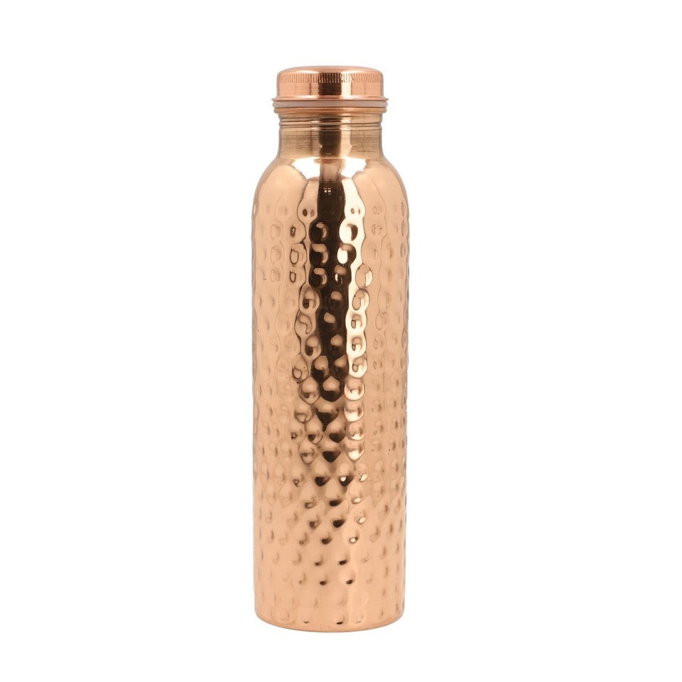 Pure Copper Water Bottle - Handmade Hammered Finish - Ayurvedic Health
