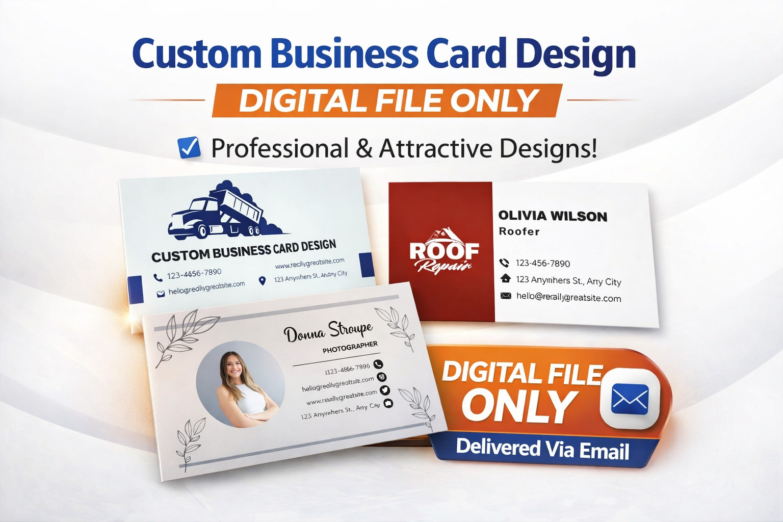 Custom Business Card Design – Digital File Only – Fast Delivery Gift