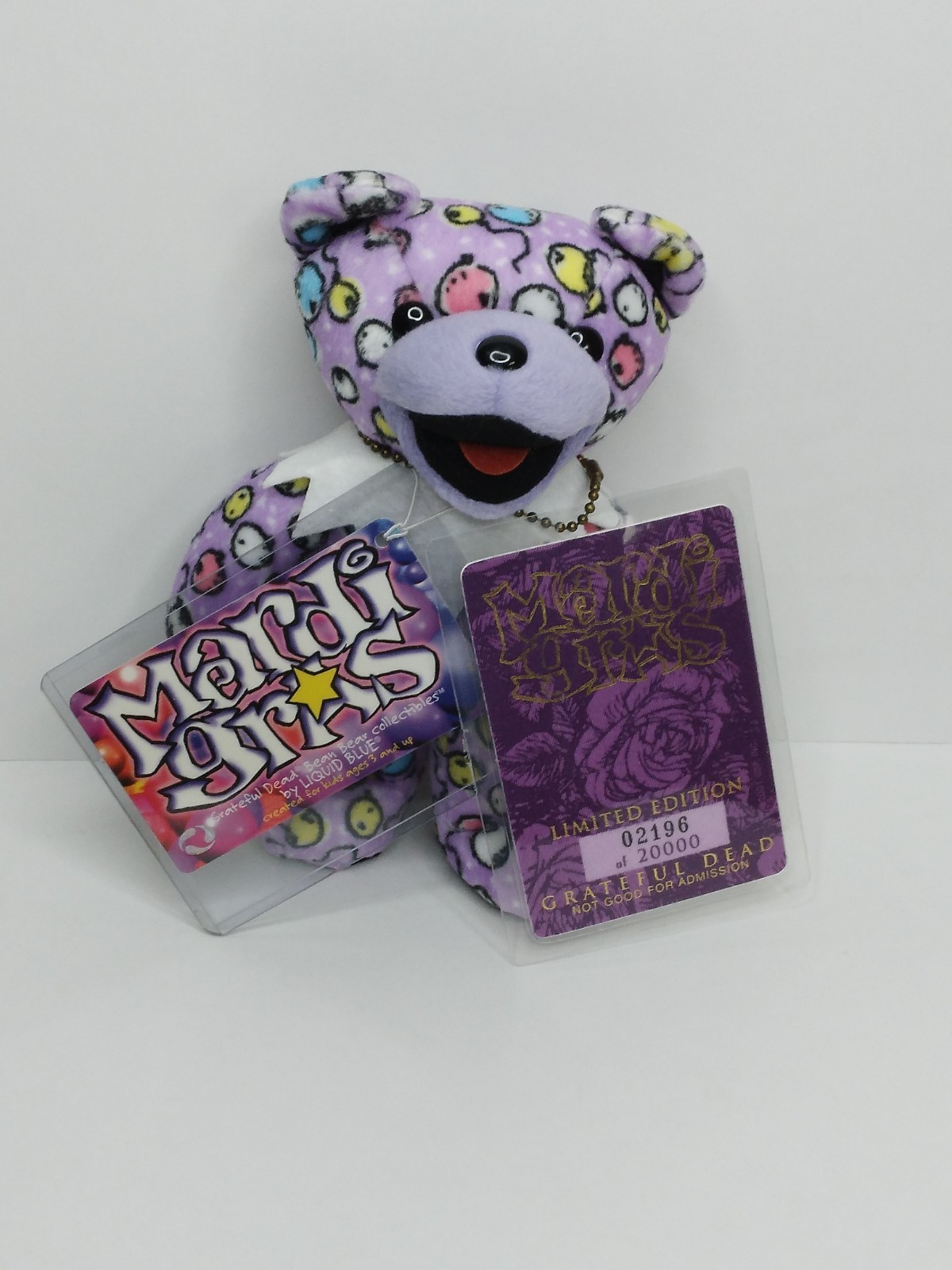 Mardi Gras 7" Grateful Dead Bean Bear Limited Edition Liquid Blue 