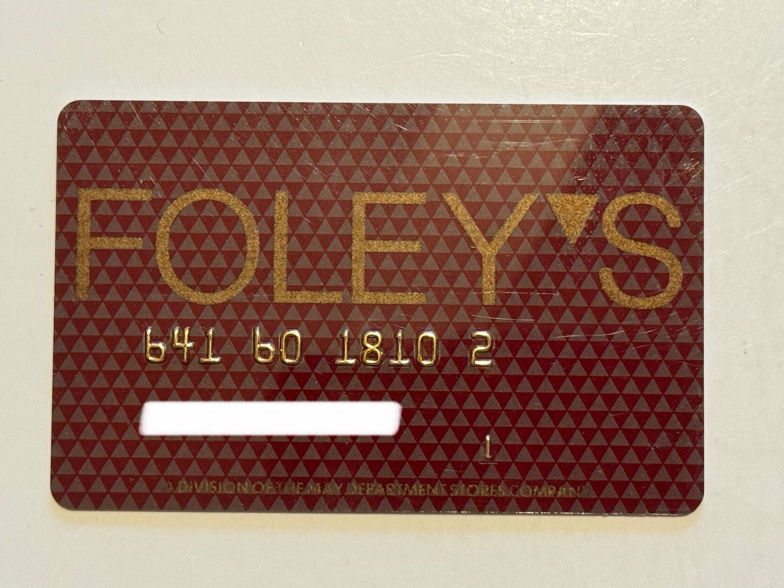 Vintage Foley’s Department Store Charge Card Credit Card The May Co. Unsigned