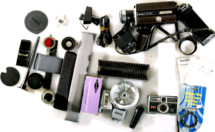 MISC(17)+CAMERA EQUIP-S8 CAMERA,SLIDE TRAYS,CABLES,ETC