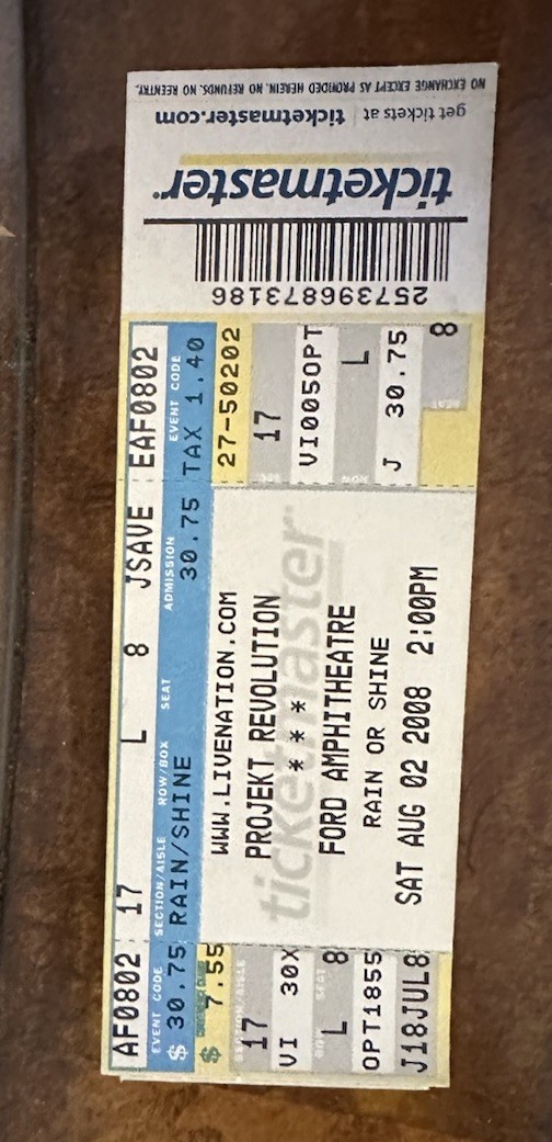 8/2/2008 Projekt Revolution Linkin Park  Concert Ticket Ford Amphitheater Tampa