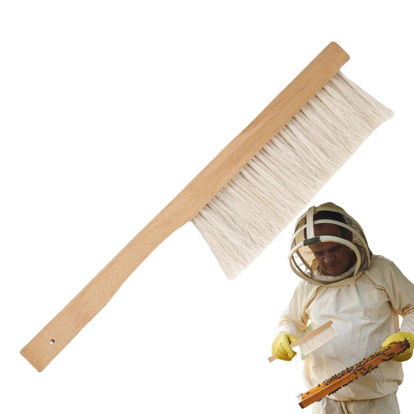 15-inch Bee Hive Brush With Wooden Handle - Beehive Beekeeping Tool