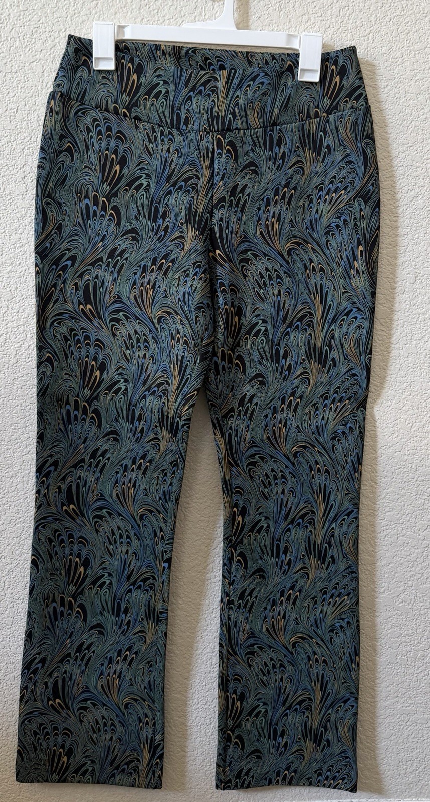 Soft Surroundings Medium Mini Boot Pull On Marbled Peacock Printed Ponte Pant