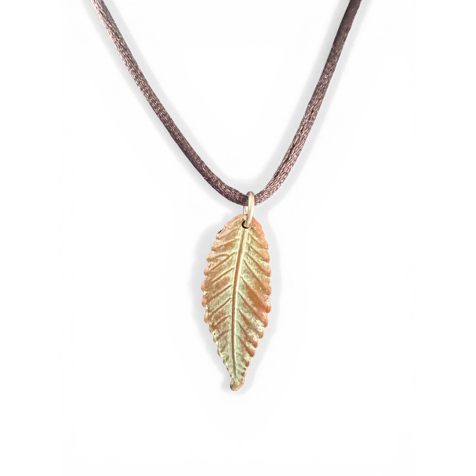 Unbranded Leaf Pendant Women OS Copper Green Excellent Artisan Nature