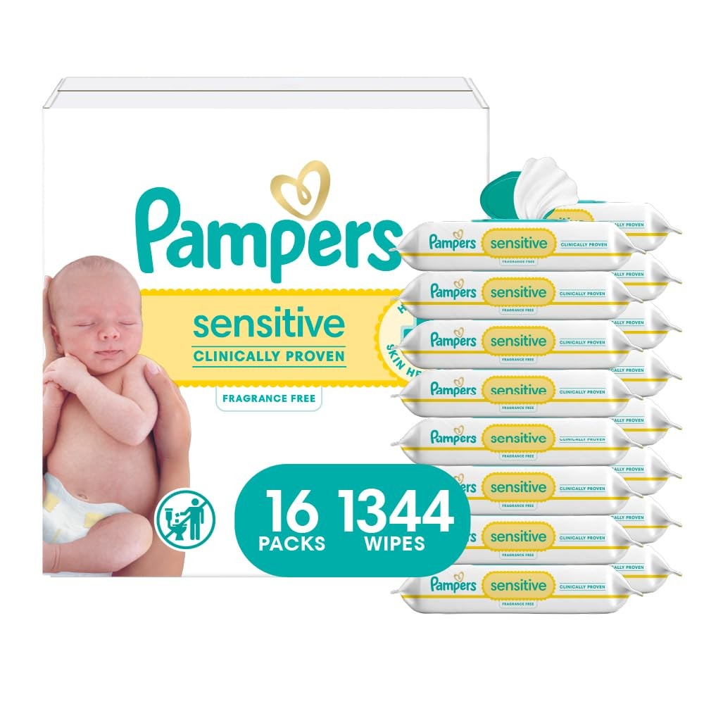 Baby Wipes Sensitive 84 Count Pack Hypoallergenic Pampers Water Based Clinically