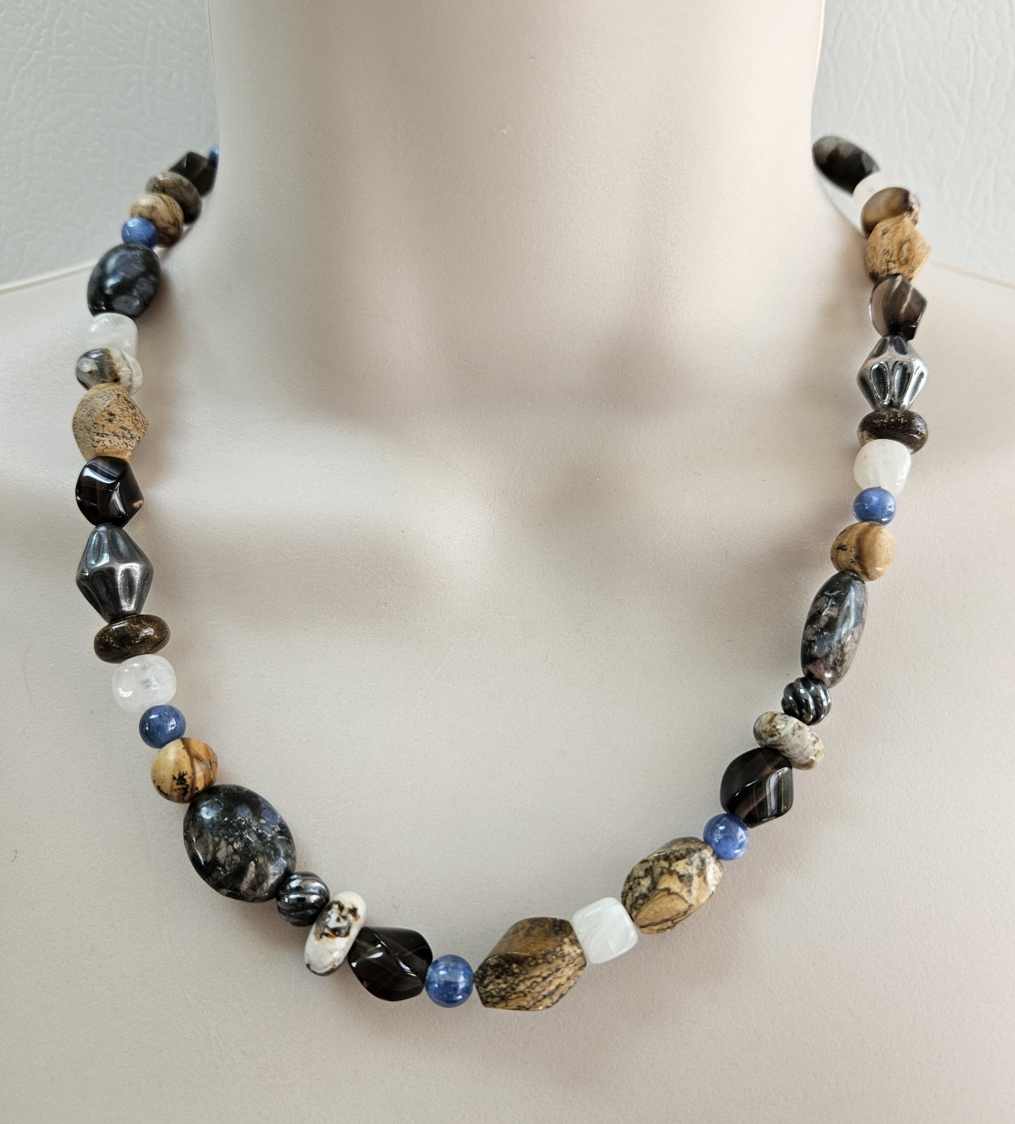 Carolyn Pollack Relios 925 Sterling Multi Gemstone Necklace Jasper Agate 17"