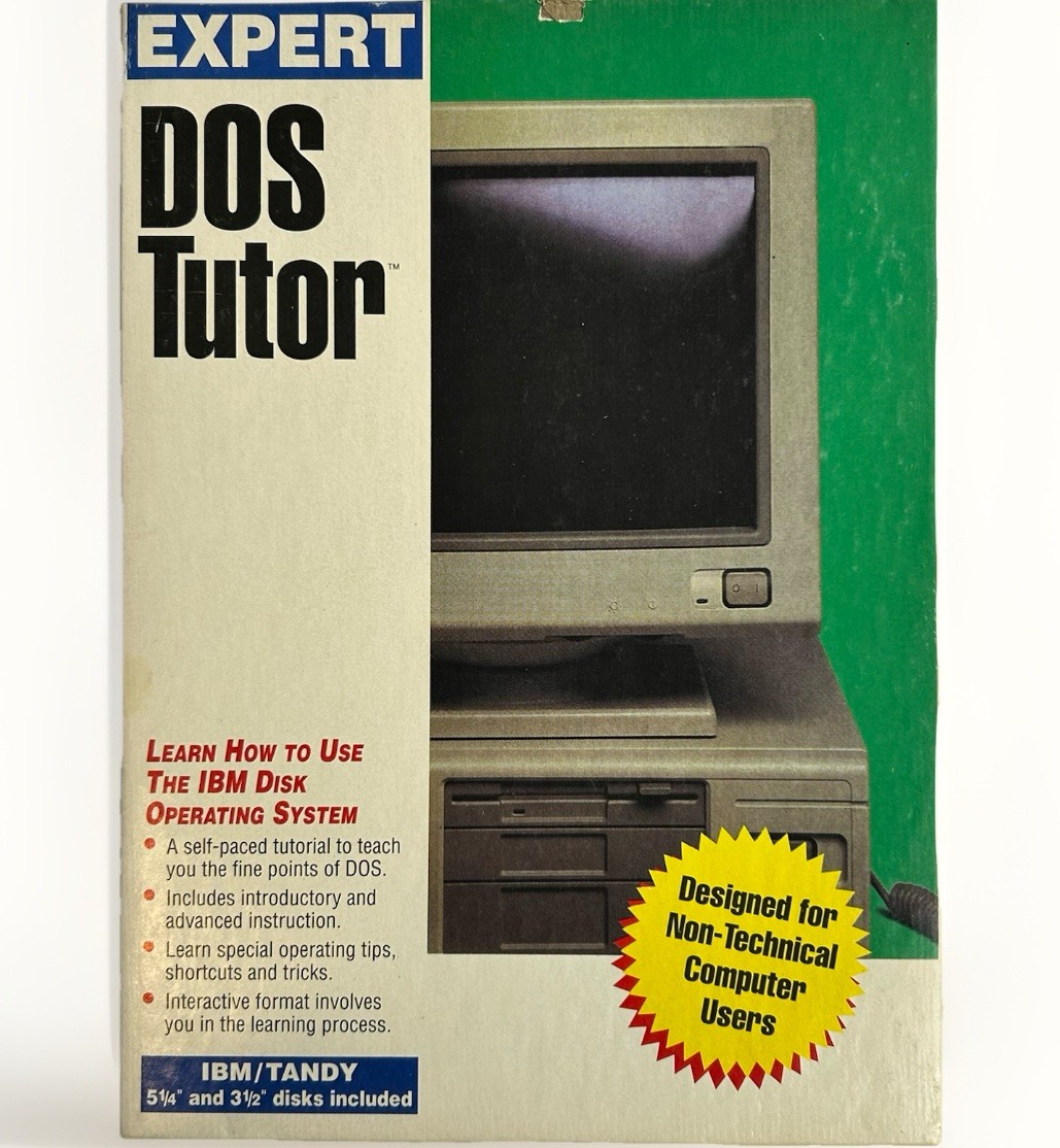 Expert DOS Tutor IBM PC XT AT Software 5.25 & 3.5 Floppy Disks Complete